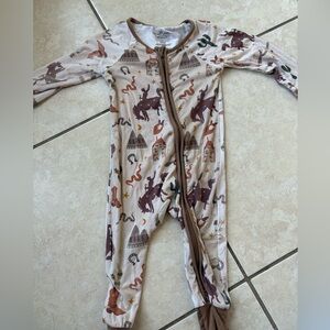 Caden Lane Beige and cowboy Footie